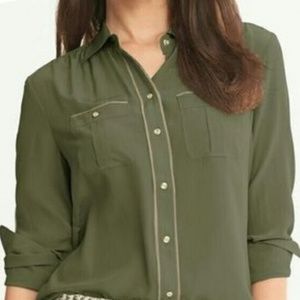 Banana Republic Heritage Green Silk Safari Blouse
